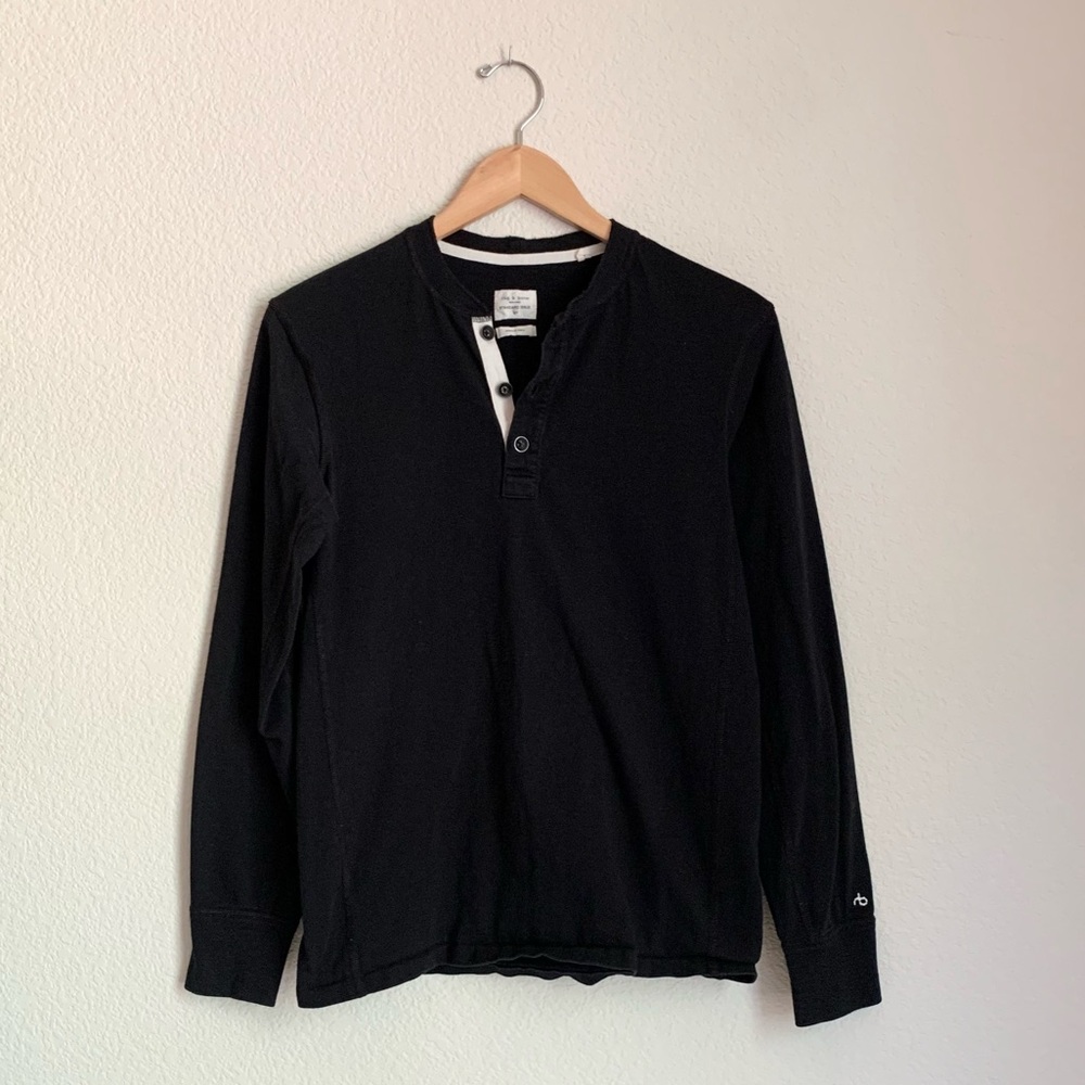 Black Rag & Bone Long Sleeve Henley T-shirt size S